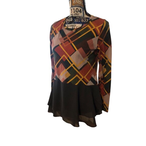 LOGO by Lori Goldstein Women's Long Sleeve Blouse Multicolor Fall Plaid Sz XS - Picture 4 of 16